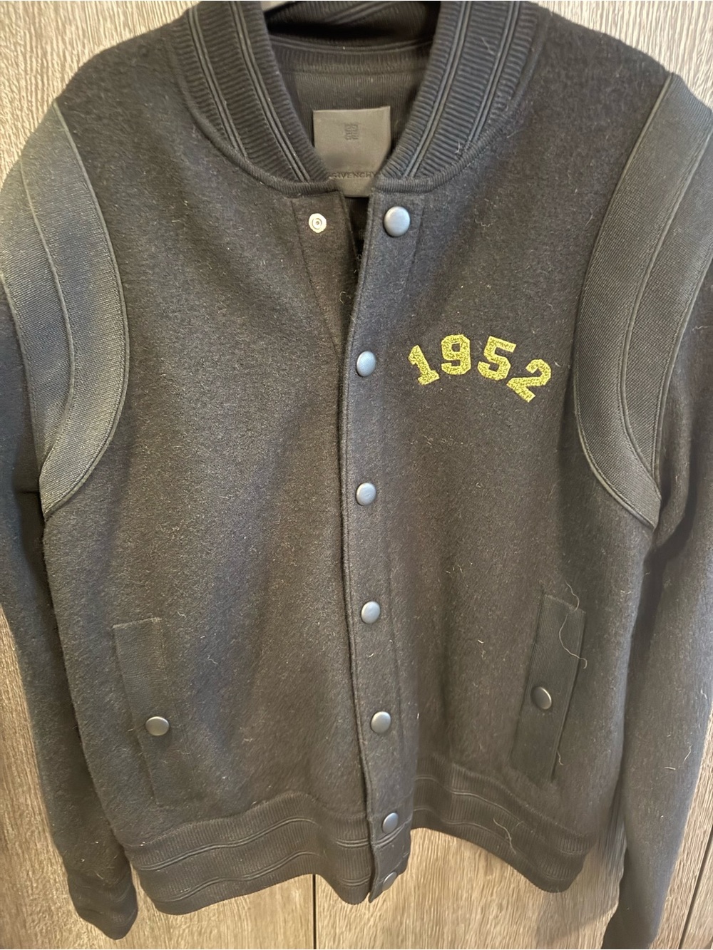 Givenchy Black Letterman Jacket with Yellow '1952' Patch